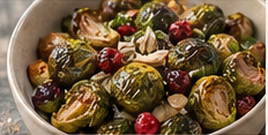 Garlic Honey Fire Cider Chicken & Crispy Brussels Sprouts